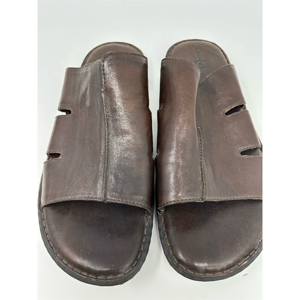 Born Men's Slide Sandals Dark Brown Leather Open Toe Cushioned Slip-On Size 11 - Picture 5 of 13